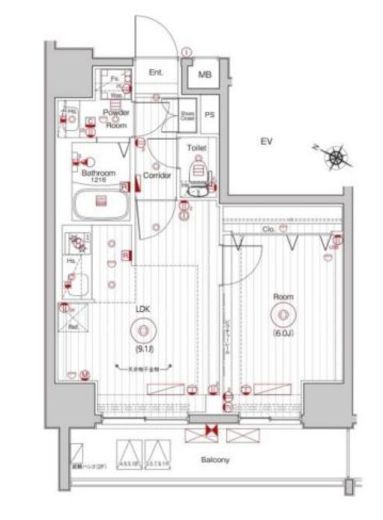 メイクスWアート横浜関内 605 間取り図