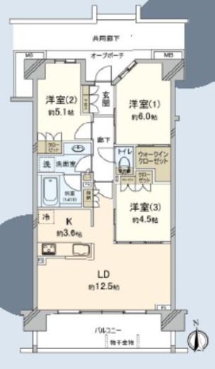 ブリリア小金井桜町 6階 間取り図