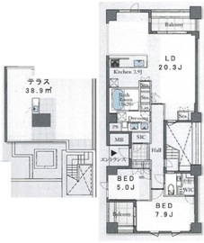プラウド上原 4階 間取り図