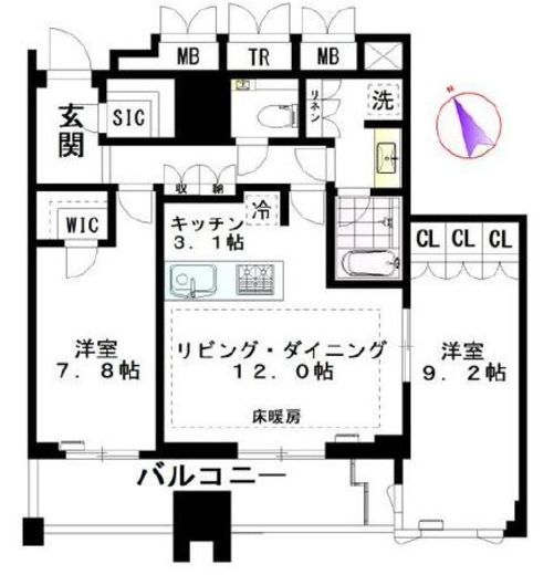 プラウドタワー渋谷 10階 間取り図