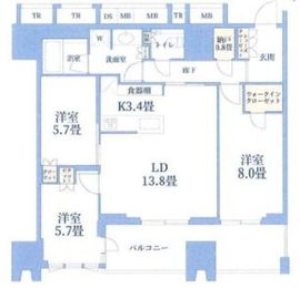 プラウドタワー渋谷 8階 間取り図
