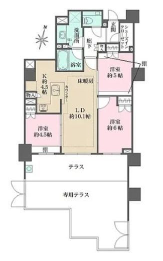ザ・パークハウス池之端 1階 間取り図