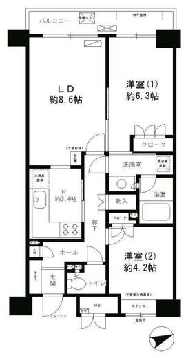 高田馬場パークホームズ 5階 間取り図