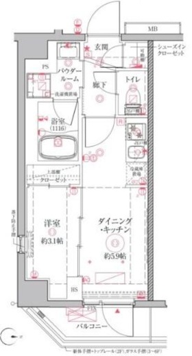 クレイシアIDZ二子新地 601 間取り図