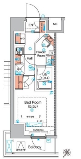 エストゥルース横浜蒔田 1005 間取り図