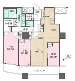 ザ・パークハウス西新宿タワー60 8階 間取り図