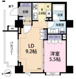 ピアース神楽坂 9階 間取り図