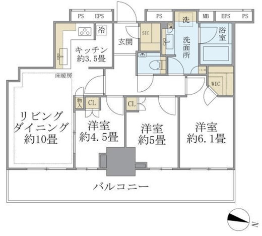 プラウドタワー東池袋ステーションアリーナ 32階 間取り図