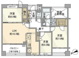 ドレッセ美しの森フロラージュ ウエストヒル 3階 間取り図