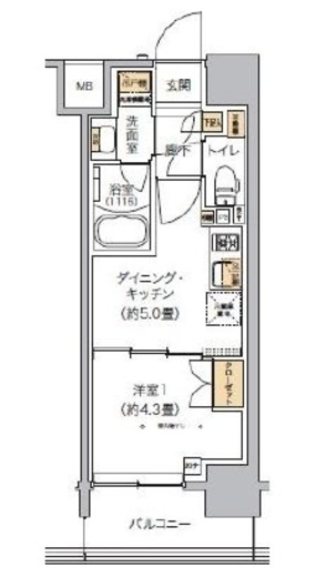 リビオメゾン芝浦 1303 間取り図