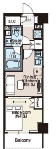 ベルファース西早稲田 301 間取り図