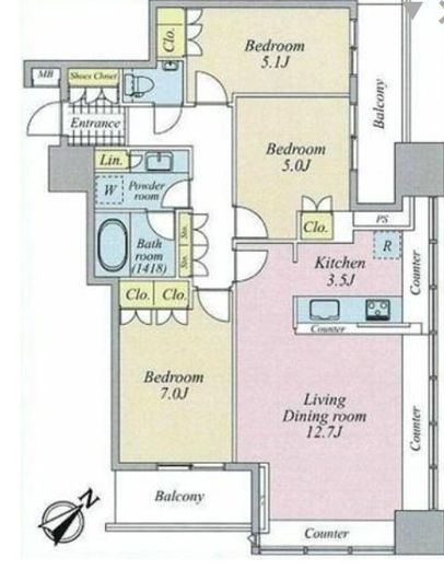 ステーションプラザタワー 27階 間取り図