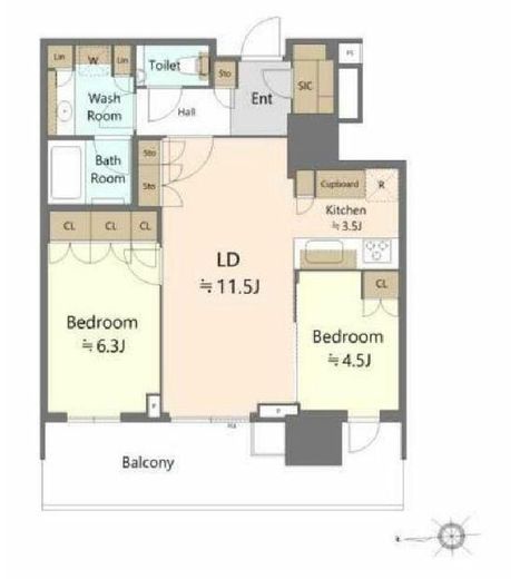 HARUMI FLAG SUN VILLAGE (晴海フラッグ サンヴィレッジ) 16階 間取り図