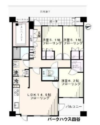 パークハウス四谷 3階 間取り図