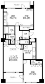 クレッセント新宿柏木 3階 間取り図