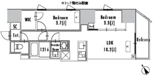 GRAN PASEO蔵前Ⅱ (グランパセオ蔵前Ⅱ) 1302 間取り図
