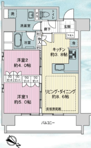 ライオンズ横濱関内レジデンス 2階 間取り図