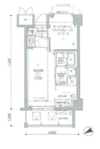 レグラス武蔵新城モーターガラージュ 4階 間取り図