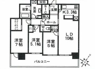 スカイズタワー＆ガーデン 44階 間取り図