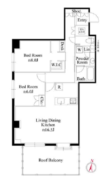 ユニゾ八丁堀ハイツ 8階 間取り図