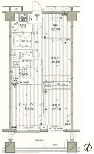 コスモリード西馬込 203 間取り図