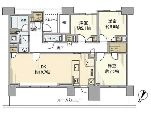 HARUMI FLAG SUN VILLAGE (晴海フラッグ サンヴィレッジ) 14階 間取り図