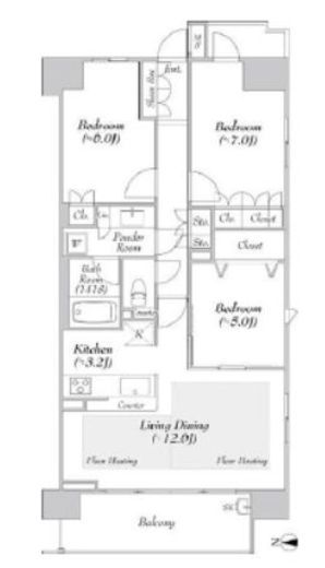 レーベン北千住エアクロスタワー 13階 間取り図