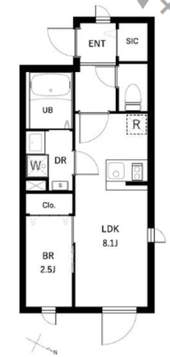 コンポジット品川戸越 206 間取り図