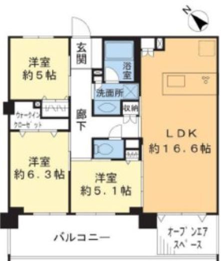 ヴェレーナ横浜三ツ沢 4階 間取り図