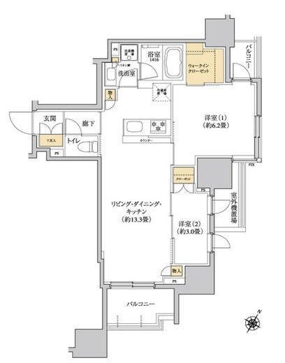 グレーシアフィット三軒茶屋 1202 間取り図