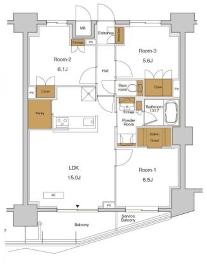 RJRプレシア東十条ガーデン 1018 間取り図