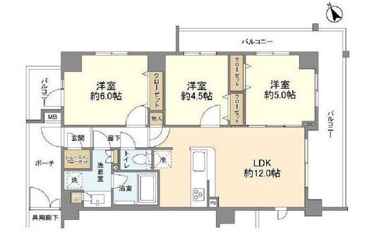 ファインスクエア東白楽Ⅰ 4階 間取り図