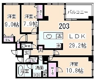 レガロ高輪 203 間取り図