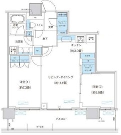 パークシティ柏の葉キャンパス ザ・ゲートタワー ウエスト 2512 間取り図
