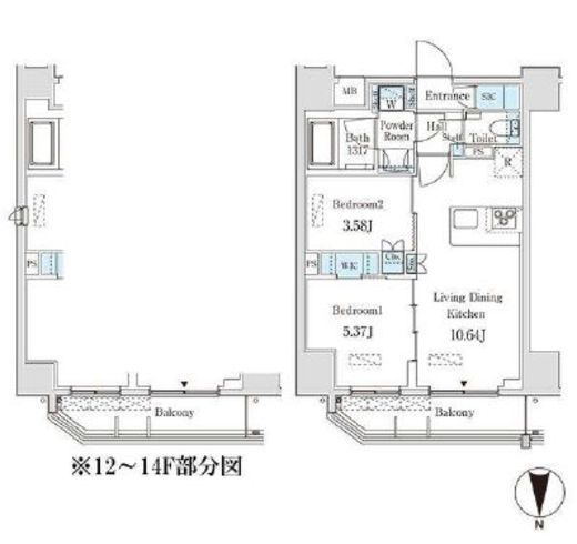 JP noie 西蒲田 1201 間取り図