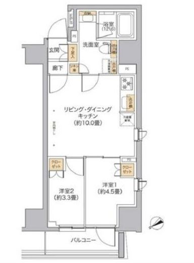 リビオメゾン新宿west 402 間取り図