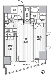 シーズンフラッツ大井町 803 間取り図