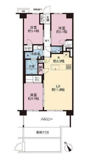 アドグランデ横浜港南台 1階 間取り図