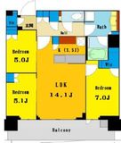 HARUMI FLAG SKYDUO SUN VILLAGE (晴海フラッグ スカイデュオ サンヴィレッジ) 45階 間取り図