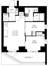 サンウッドフラッツ新宿四谷三丁目 2階 間取り図
