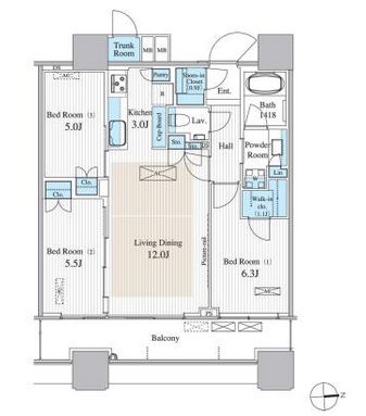 パークシティ大崎 ザ タワー 8階 間取り図