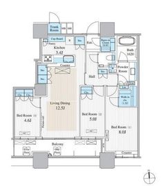 パークシティ大崎 ザ タワー 12階 間取り図