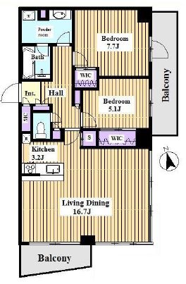 クラッシィタワー東中野 14階 間取り図