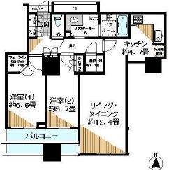 ワールドシティタワーズ アクアタワー 4階 間取り図