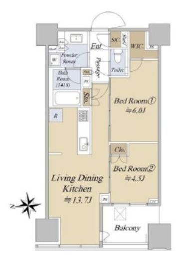シティタワー銀座東 21階 間取り図