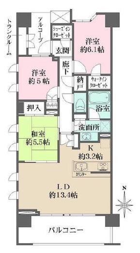 ザ・パークハウス追浜パークフォート 4階 間取り図