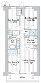 アビティグランデ砧 33階 間取り図
