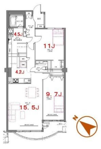 リフィオ目黒 302 間取り図