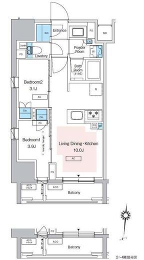 プレディアコート錦糸町スカイビュー 206 間取り図