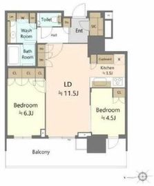 HARUMI FLAG SKYDUO SUN VILLAGE (晴海フラッグ スカイデュオ サンヴィレッジ) 16F2 間取り図